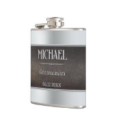 Flasques Groomsman Faux Cuir Métallisé Argent (Gauche)