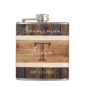 Flasques Groomsman Mariage en bois rustique (Devant)
