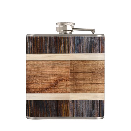 Flasques Groomsman Mariage en bois rustique (Dos)