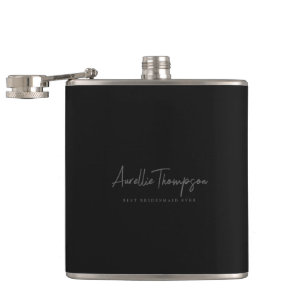 Flasques Groomsman moderne Best Man Bestman Black Grey