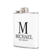 Flasques Groomsman personnalisé moderne noir et blanc (Gauche)