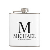 Flasques Groomsman personnalisé moderne noir et blanc (Devant)