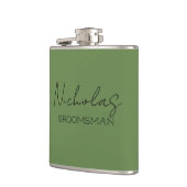 Flasques Groomsman personnalisé vert olive (Gauche)