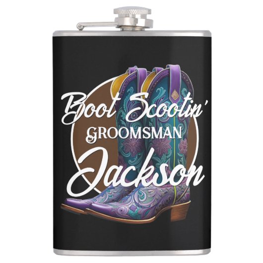 Flasques Groomsman Scootin' Cowboy Boots noirs (Devant)