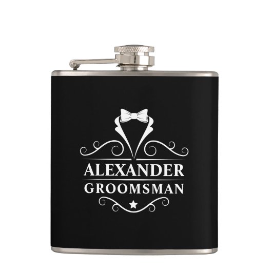 Flasques Groomsman Tuxedo Cravate noir (Devant)