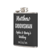 Flasques Groomsman Typographie moderne Mariage noir (Gauche)