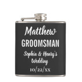 Flasques Groomsman Typographie moderne Mariage noir (Devant)