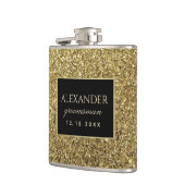 Flasques Groomsmans modernes en noir et or (Gauche)