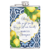 Flasques Groomsmen cadeaux faveurs tuiles bleues citron Ama (Devant)