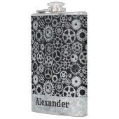 Flasques Gros engrenages en zinc d'argent Steampunk Nom per (Gauche)