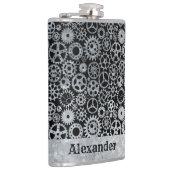 Flasques Gros engrenages en zinc d'argent Steampunk Nom per (Droite)
