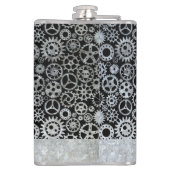 Flasques Gros engrenages en zinc d'argent Steampunk Nom per (Dos)