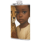 Flasques Guépard et garçon : Lien du sauvage et de l'innoce (Gauche)