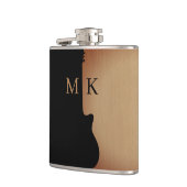 Flasques Guitare Silhouette Bois Brun Nom Monogramme (Gauche)