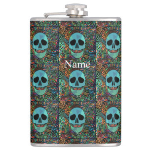 Flasques Halloween Hippie Skull Thunder_cove