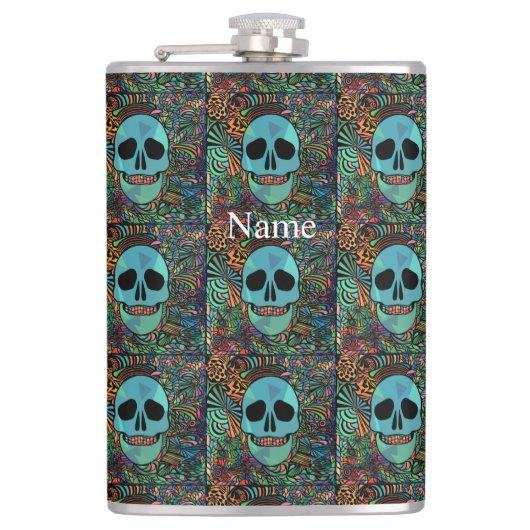 Flasques Halloween Hippie Skull Thunder_cove (Devant)