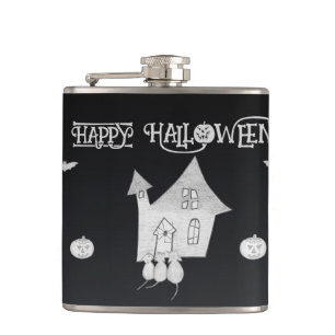 Flasques Halloween la nuit avec Haunted House, chauves-sour