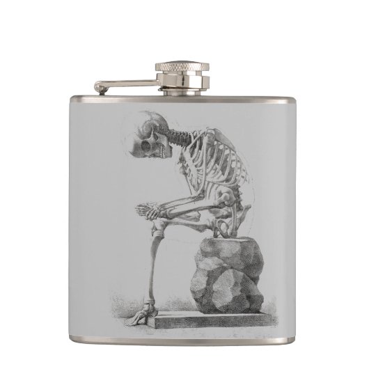 Flasques Halloween squelette assis anatomie (Devant)