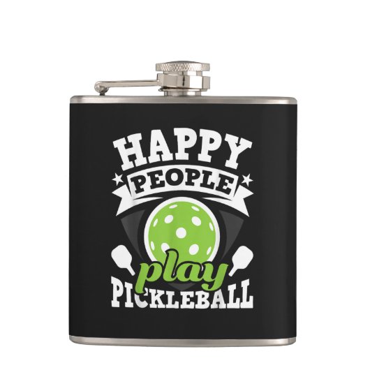 Flasques Happy People Play Pickleball - Paddleball Player (Devant)