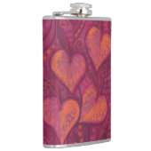 Flasques Hearty Flowers, floral hearts, pink, red & orange (Droite)