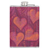 Flasques Hearty Flowers, floral hearts, pink, red & orange (Dos)