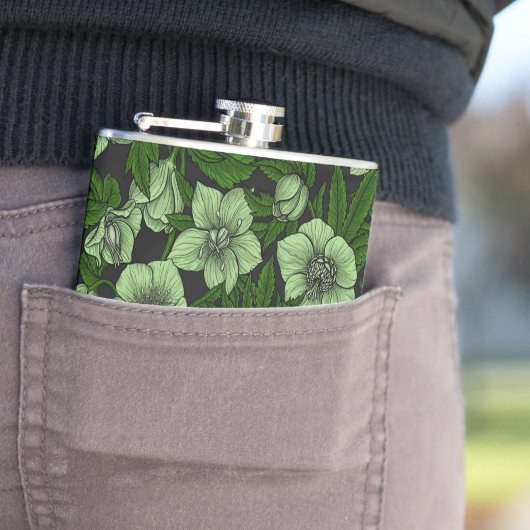 Flasques Hellebores blancs avec feuille (En situation)