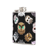 Flasques Hibou amusant sur fond noir (Gauche)