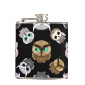 Flasques Hibou amusant sur fond noir (Devant)