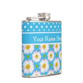 Flasques Hip Flask to Personalize : Polkas, Daisis sur Blue (Droite)