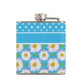 Flasques Hip Flask to Personalize : Polkas, Daisis sur Blue (Dos)