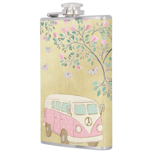 Flasques Hippy Van Butterflies et or de fleur (Gauche)