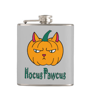 Flasques Hocus pawcus Halloween citrouille ginger cat magie