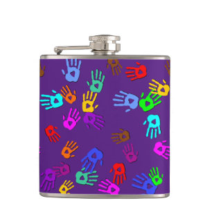 Flasques holiES - motif couleur mains 1 + votre backgr.