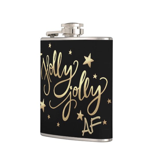 Flasques Holly Jolly AF | Shiny Gold Faux Foil Script (Gauche)