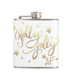 Flasques Holly Jolly AF Shiny Gold Faux Foil Script