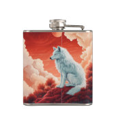 Flasques Homme plat en acier inoxydable avec loup mystique (Dos)