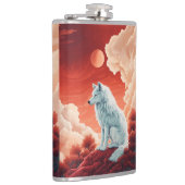 Flasques Homme plat en acier inoxydable avec un loup mystiq (Droite)