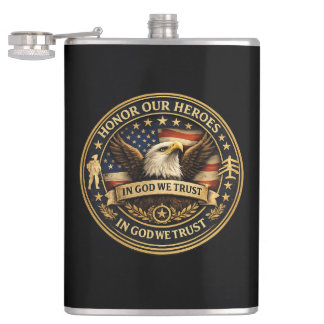 Flasques Honor Our Heroes Military Coin Patriotic Flask