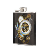 Flasques Horloge à vapeur avec libellule mécanique (Gauche)