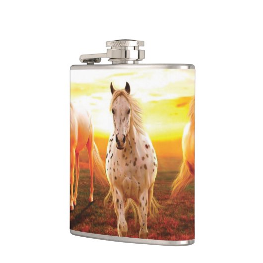 Flasques Horses at sunset throw pillow (Gauche)