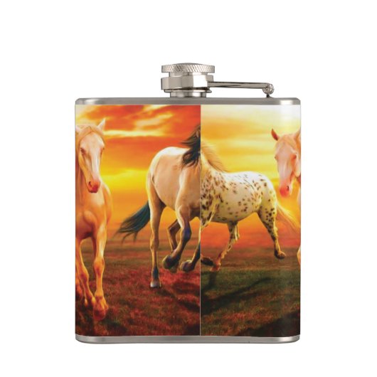 Flasques Horses at sunset throw pillow (Dos)