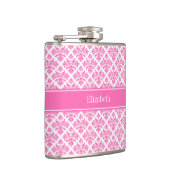 Flasques Hot Pink 2 Wht Damask #3 Hot Pink Nom Monogram (Droite)