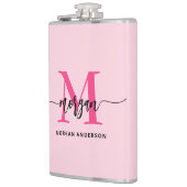 Flasques Hot rose Monogram Fête de la Bachelorette (Gauche)