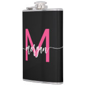 Flasques Hot rose noir Monogramme Fille de Bachelorette Par (Gauche)