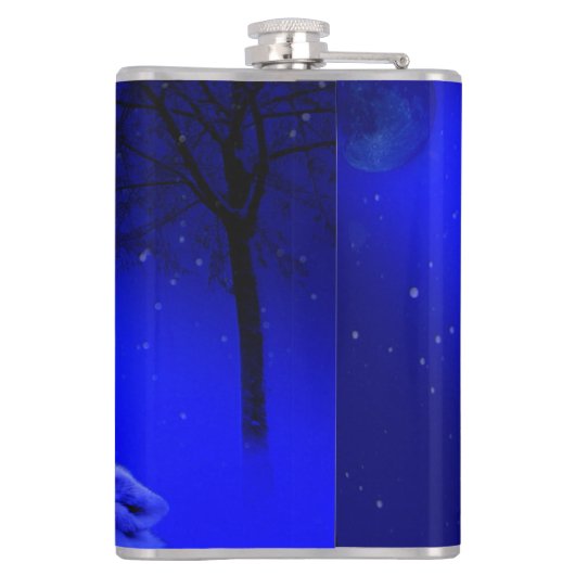 Flasques Howling Timber Wolf in the Snow Lite Night (Dos)