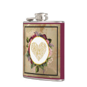 Flasques I Love You Fancy Golden Heart with Floral Frame (Gauche)