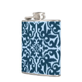 Flasques Ikat damask pattern - Indigo foncé et bleu clair (Gauche)