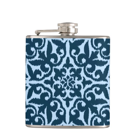 Flasques Ikat damask pattern - Indigo foncé et bleu clair (Devant)