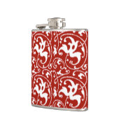 Flasques Ikat Floral Damask - Rouge foncé et blanc (Gauche)