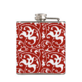 Flasques Ikat Floral Damask - Rouge foncé et blanc (Dos)